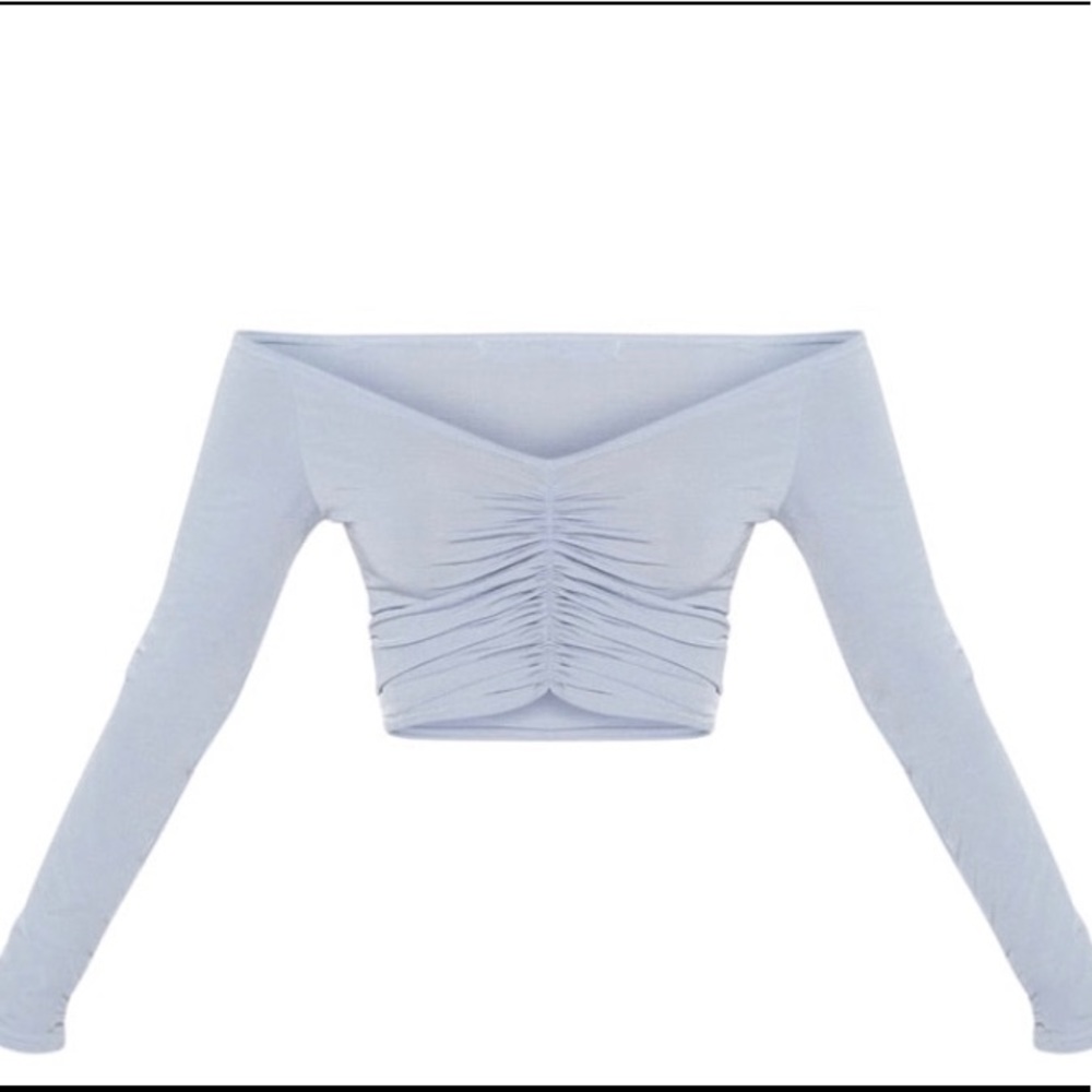 PLT long sleeve crop top baby blue